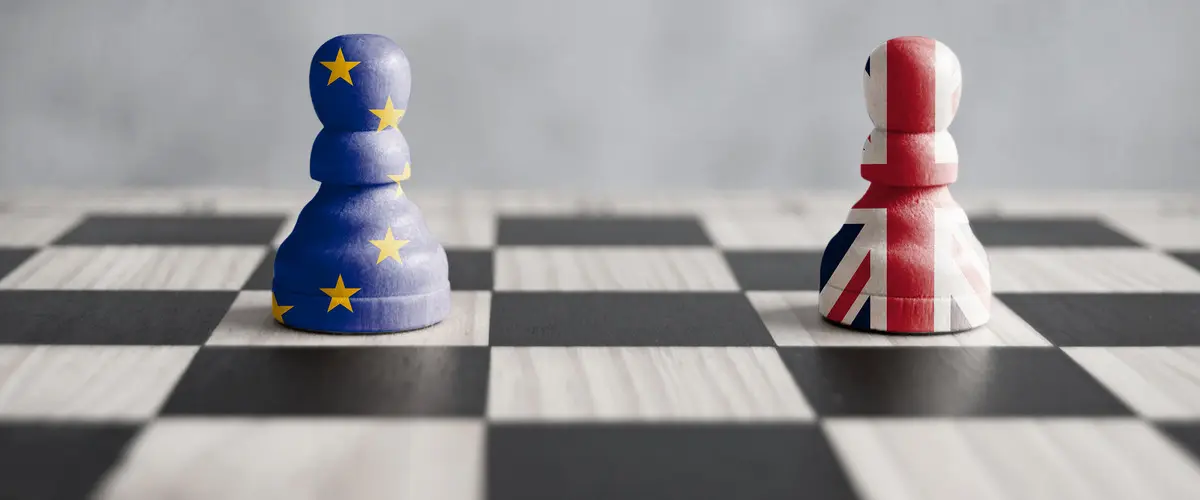 EU en VK pionnen op schaakbord